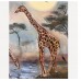 Giraffes at the Waterhole – Original Oil Painting